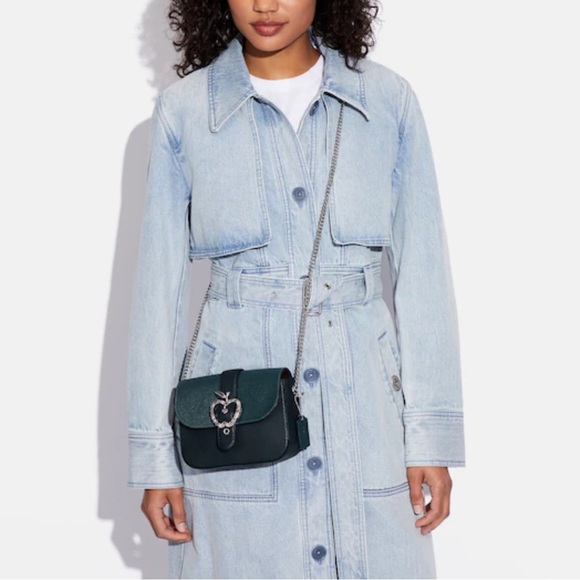 COACH Gemma Crossbody In Colorblock With Apple Buckle Forest Midnight Navy color - Picture 14 of 16